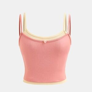 Pink and Cream Double Strap Tank Top Boutique New